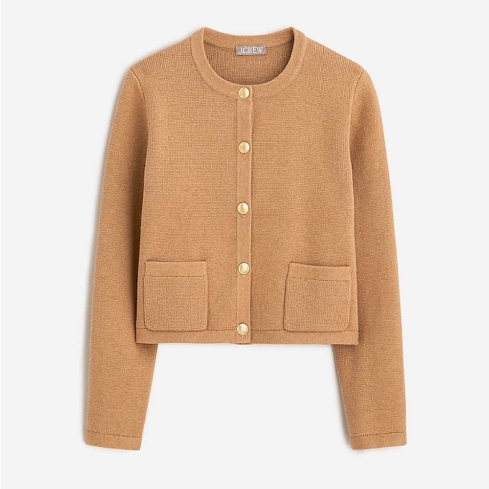 J. Crew Camel Knit Button-Front Cardigan